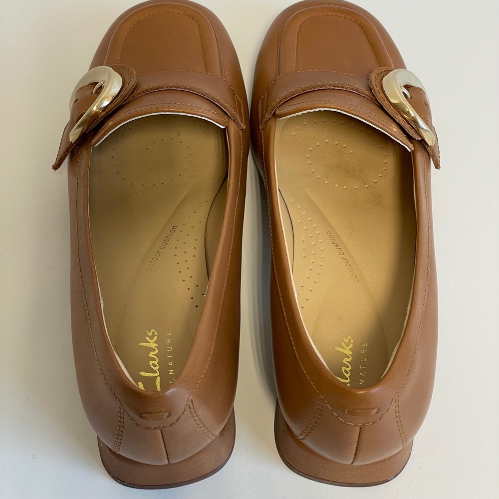 Clarks Signature Women's Brown Leather Loafer Buckle Shoes Size 7.5 - Picture 5 of 8
